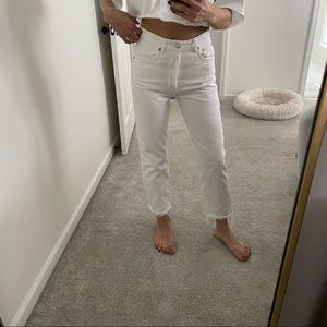 ZARA Straight Leg White Jeans